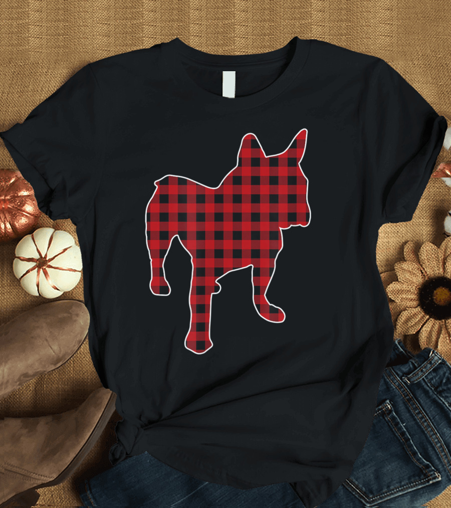 French Bulldog Red Buffalo Plaid Christmas T-Shirt
