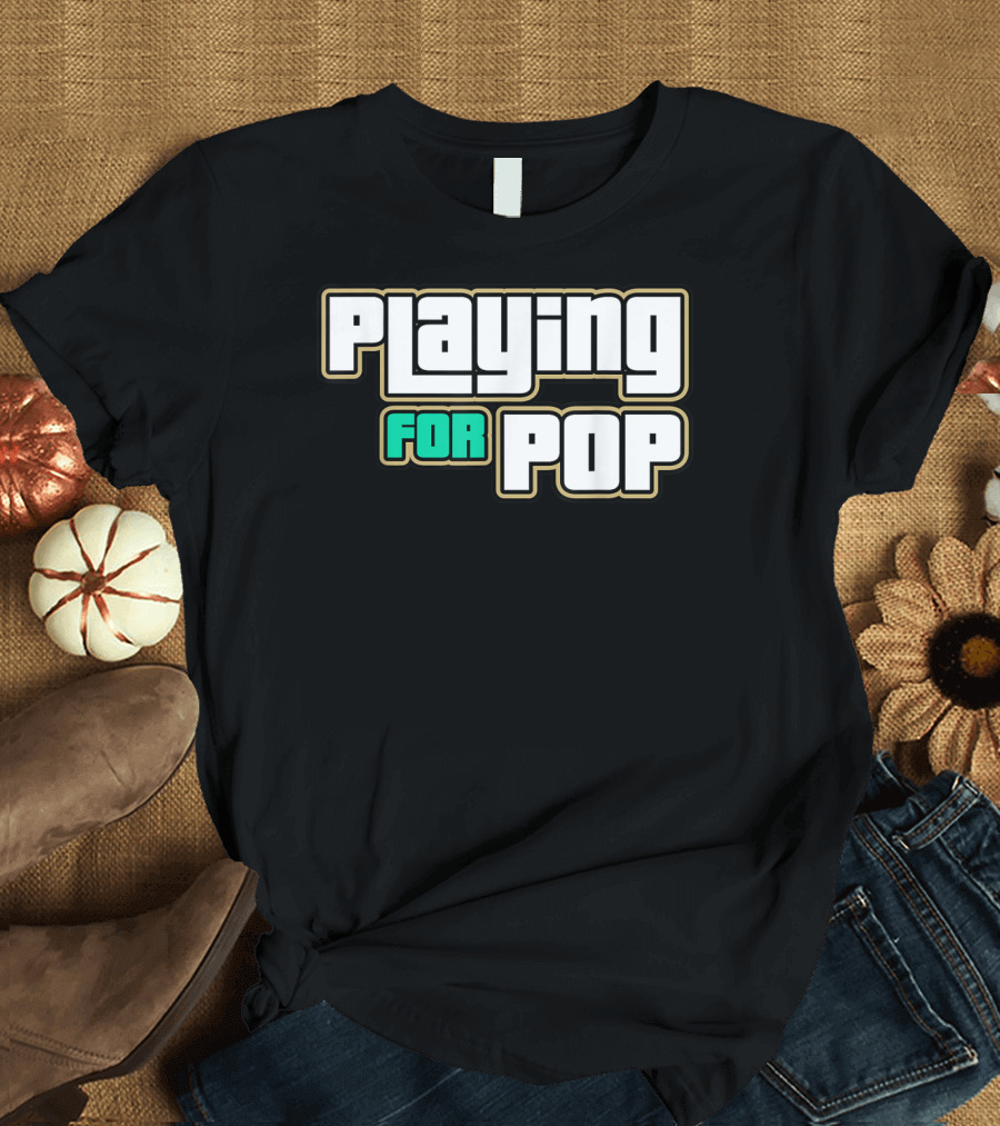 Playing For Pop Grand Theft Auto Font T-Shirt