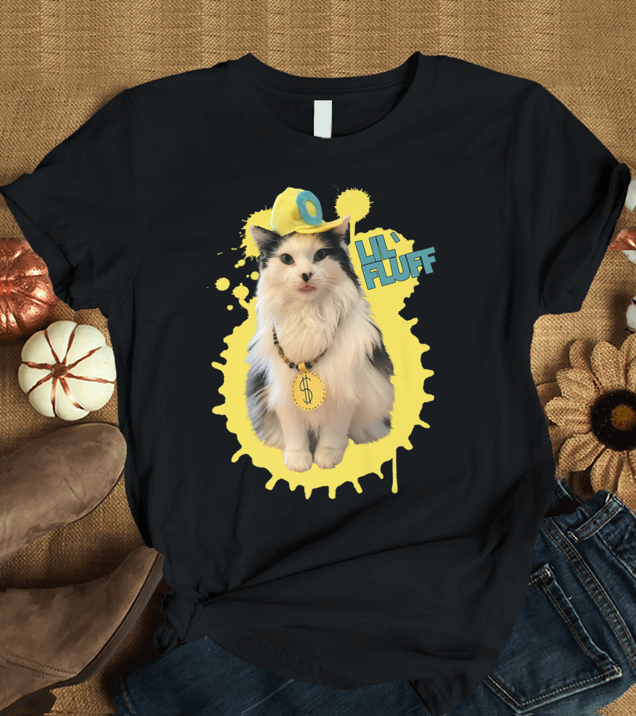 Lil' Fluff Cool Cat with Dollar Sign Necklace and Cap T-Shirt