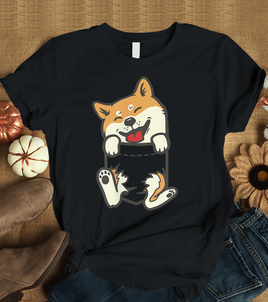 Pocket Shiba Inu Feet Cute Doge Akita Dog T-Shirt