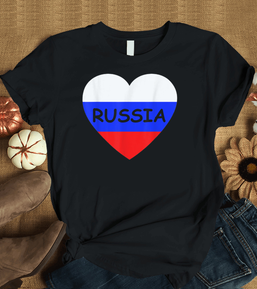 Russia Heart Russian Flag T-Shirt
