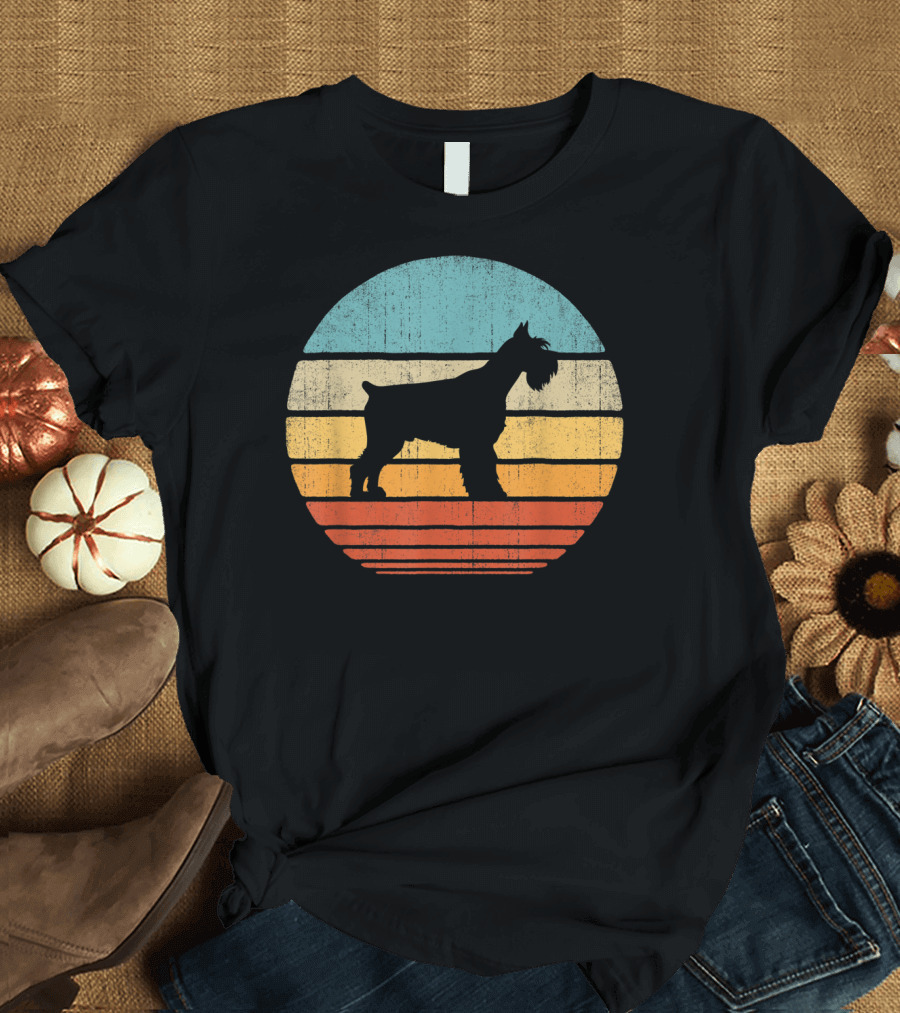 Schnauzer Retro 60S 70S Sunset Stripes T-Shirt