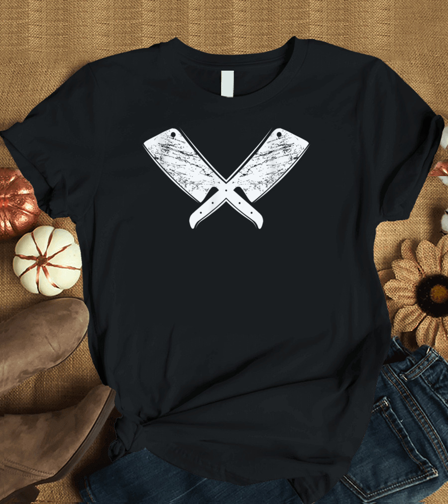 Vintage Butcher Knife Meat Cook Crossed Cleavers T-Shirt