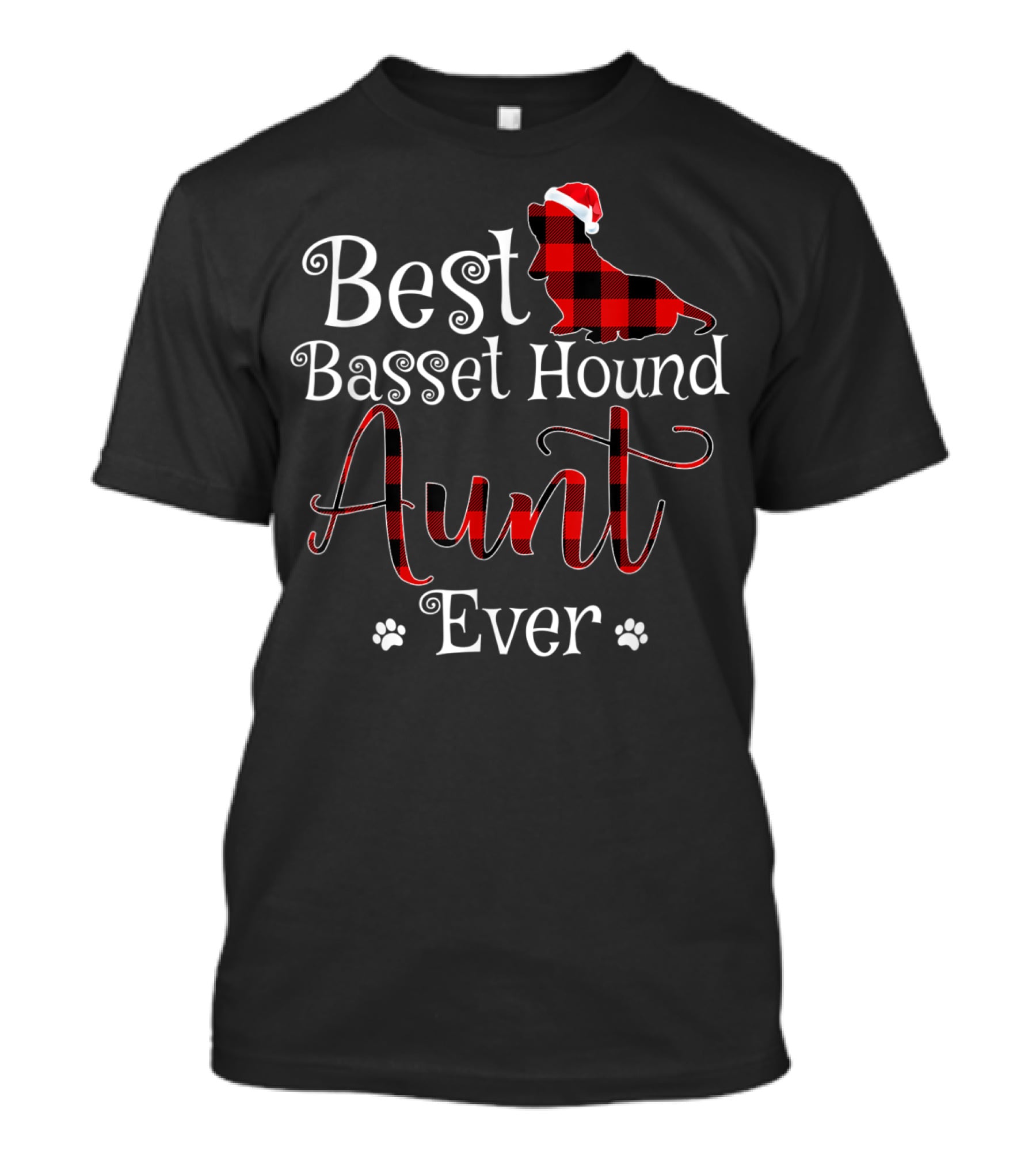 Best Basset Hound Aunt Ever Plaid Christmas Hat T-Shirt
