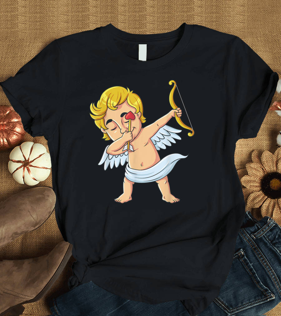 Cupid Dabbing with Heart Arrow Valentine's Day T-Shirt