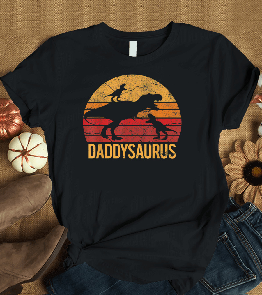Daddysaurus Dinosaur Daddy Two 2 T-Shirt