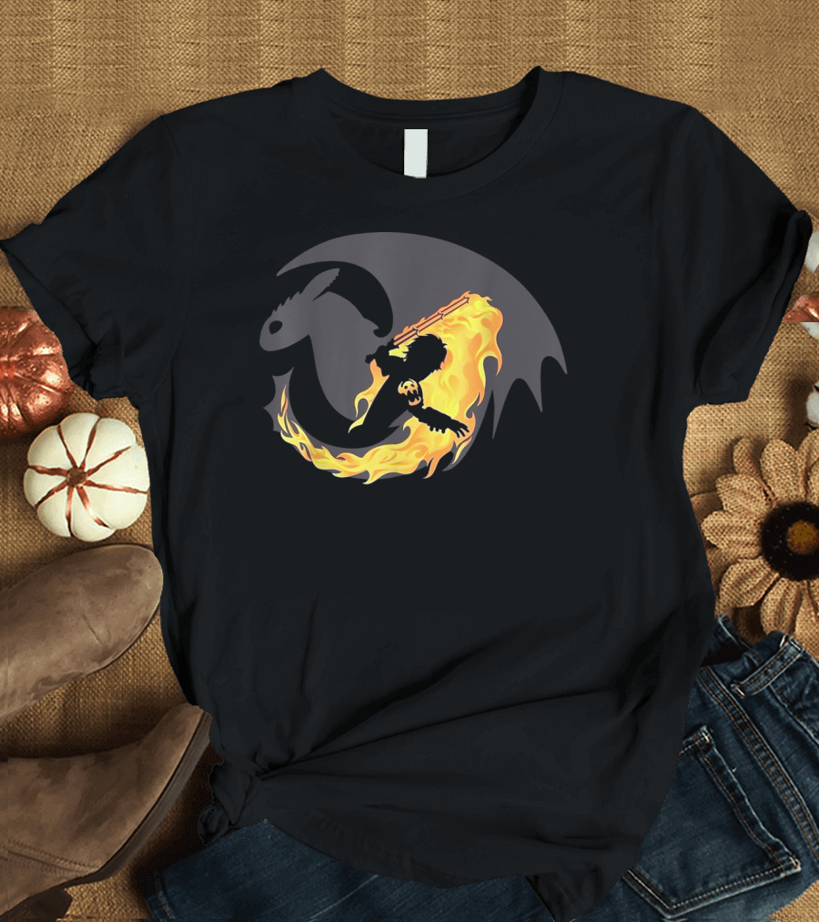 Funny Dragon How to Train Your Dragon with Flaming Rider T-Shirt