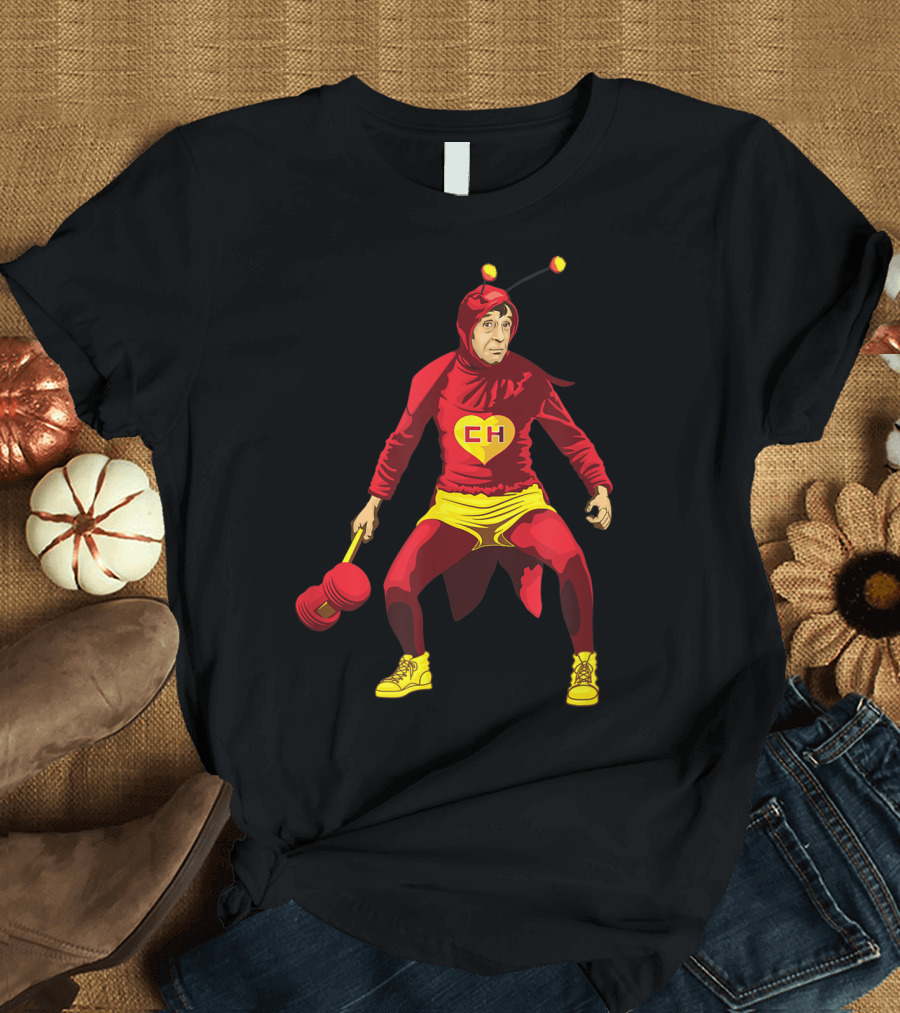 El Chapulin Colorado Costume with Mallet and Antennae T-Shirt