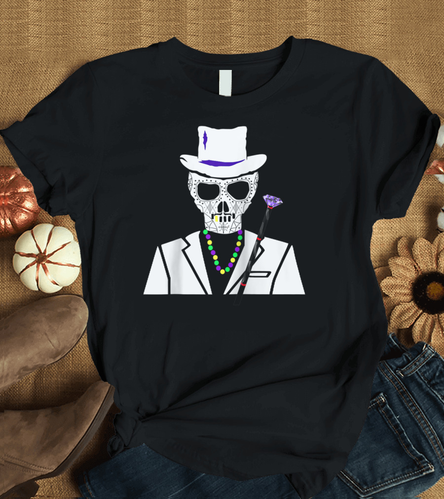 Baron Samedi Voodoo Skeleton with Top Hat and Beads T-Shirt