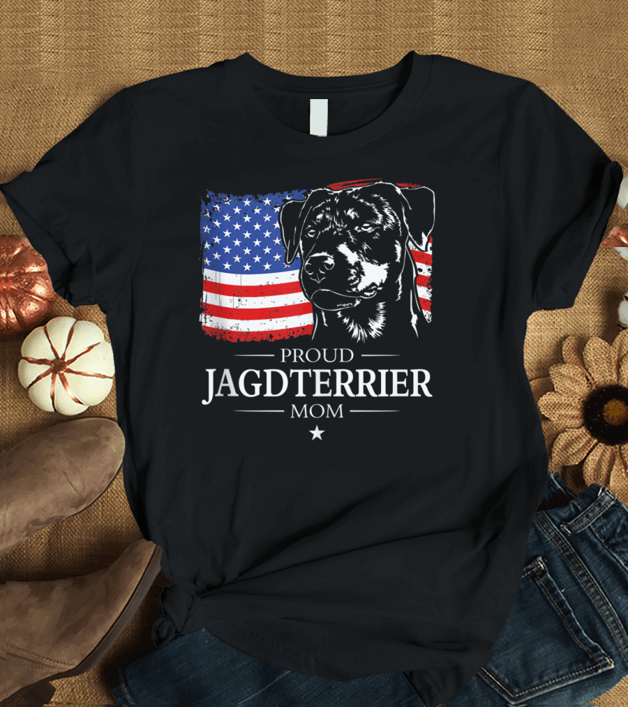 Proud Jagdterrier Mom American Flag T-Shirt