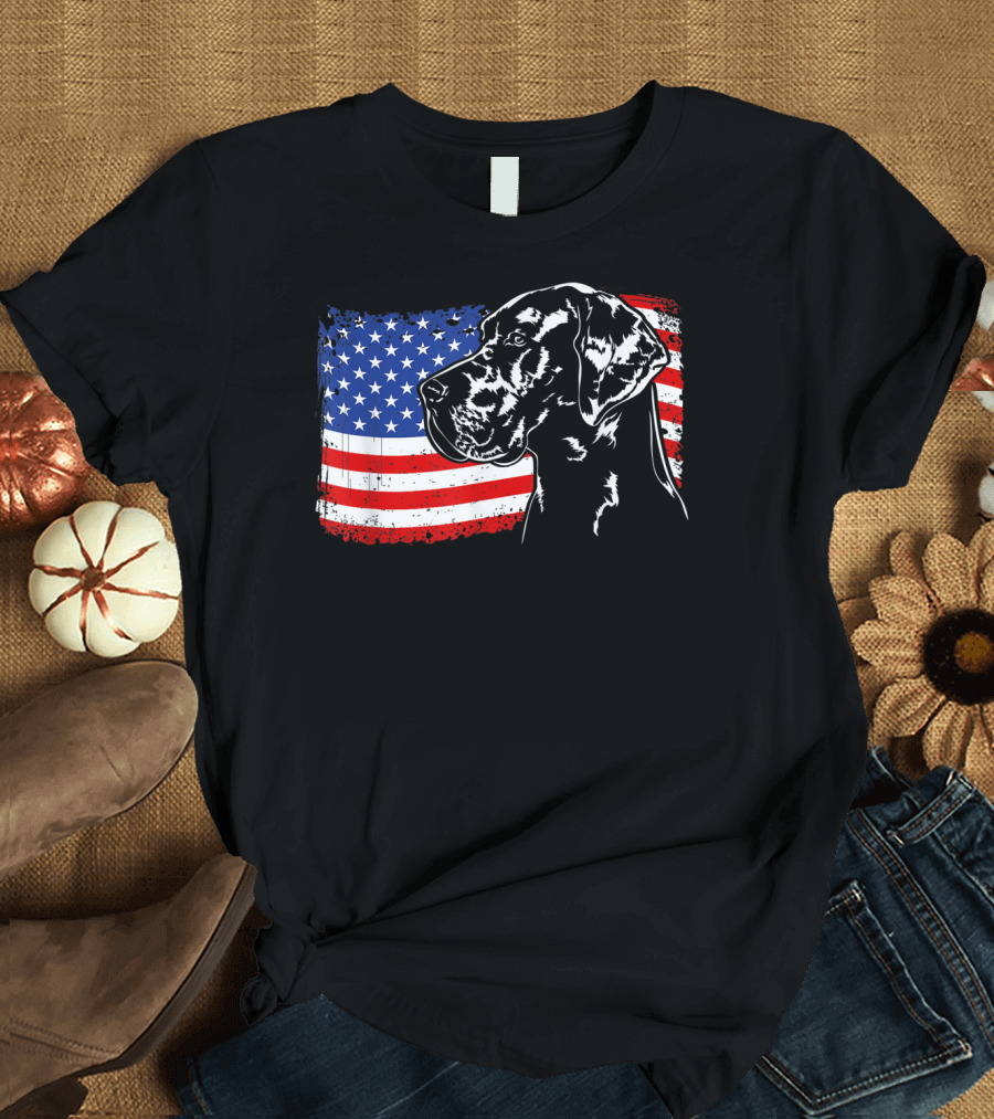 Great Dane American Flag Patriotic Pride T-Shirt