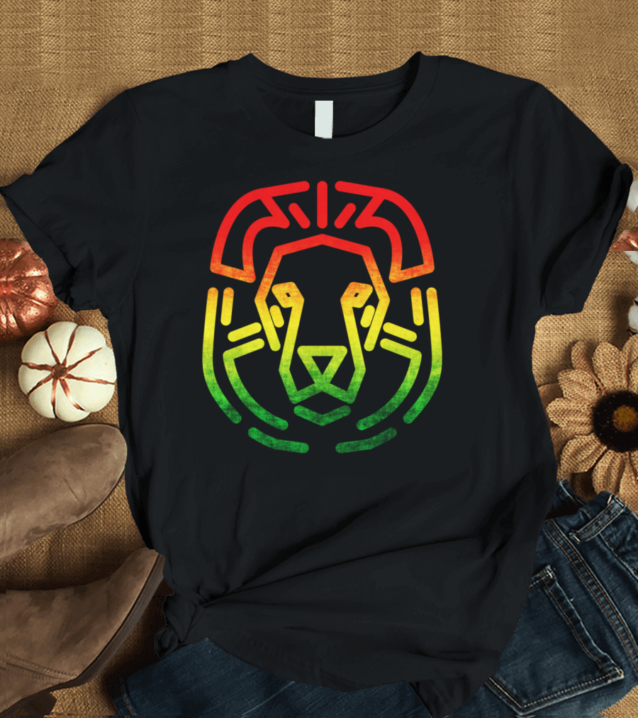 Rasta Flag Reggae Lion Jamaica Geometric T-Shirt
