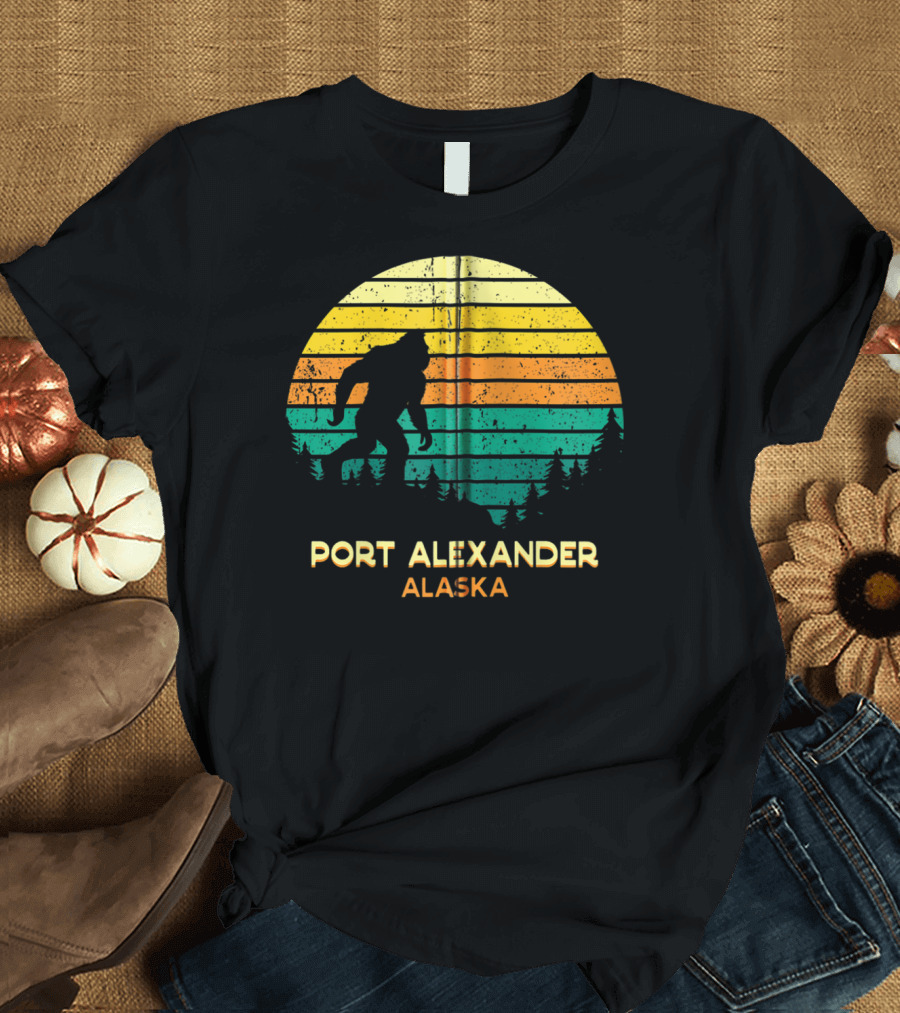 Port Alexander Alaska Bigfoot Retro Bayou T-Shirt