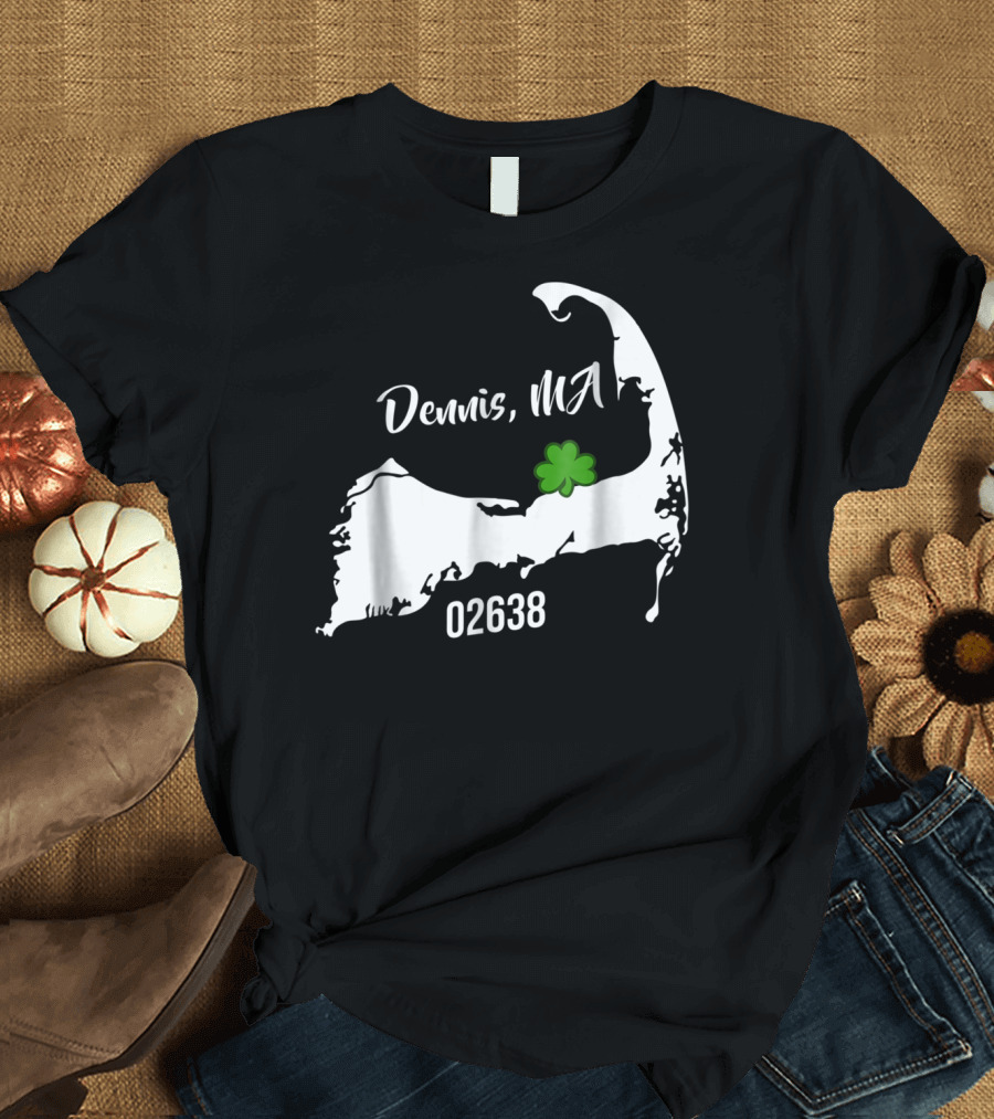 Dennis MA 02638 Cape Cod Shamrock Summer Map T-Shirt