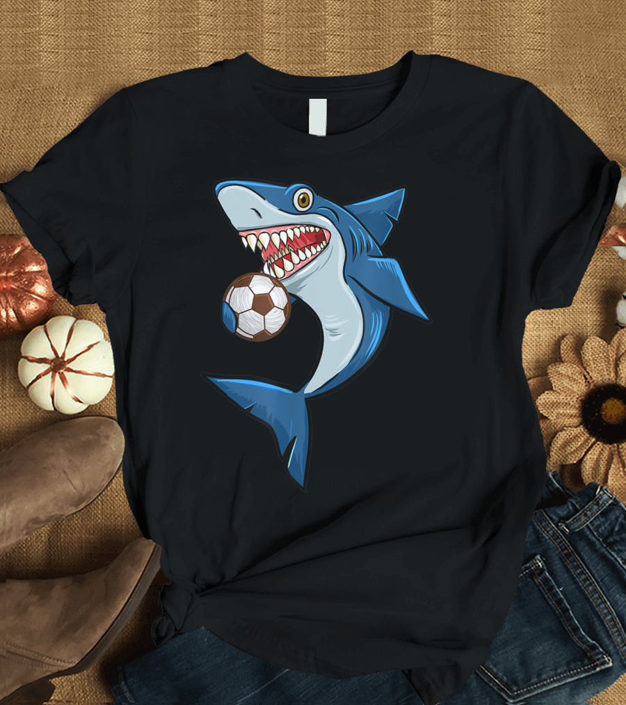Football Sharks Love Animal Lovers Soccer Shark T-Shirt