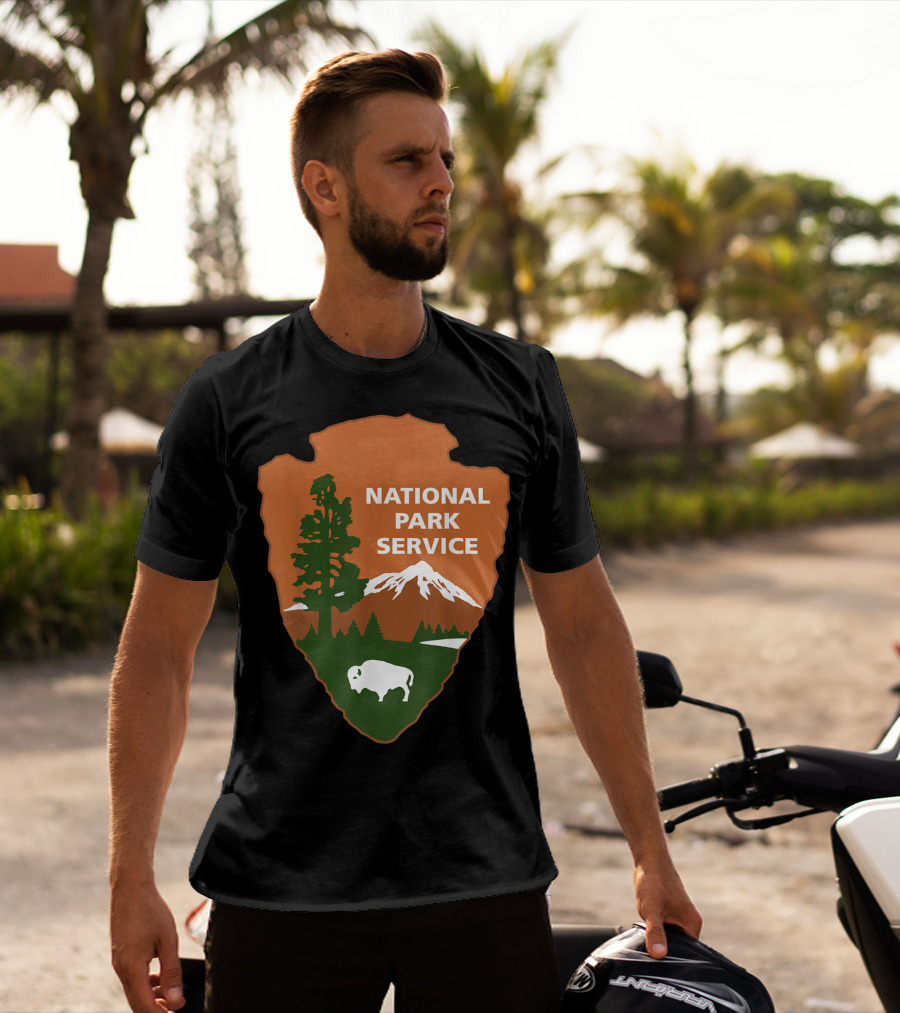 National Park Service Logo Badge With Mountain And Bison T-Shirt