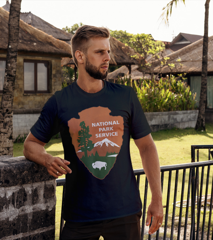 National Park Service Logo Badge With Mountain And Bison T-Shirt