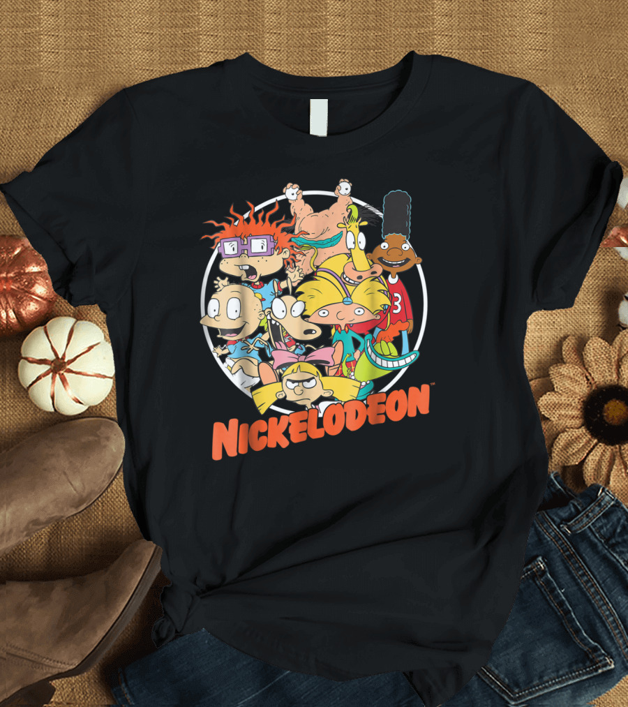 Nickelodeon Classic 90s Characters Rugrats Hey Arnold Gerald Cartoons T-Shirt