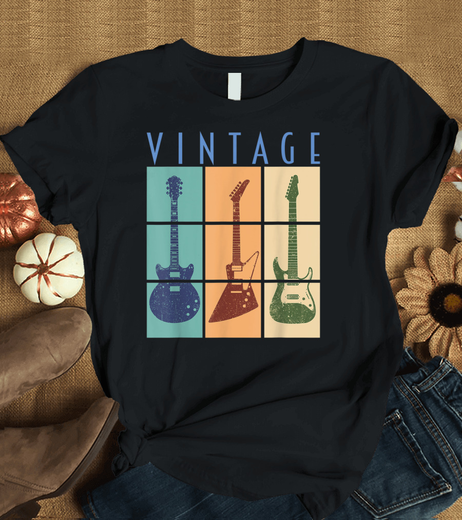 Vintage Retro Classic Guitar Cool Vintage Guitars T-Shirt