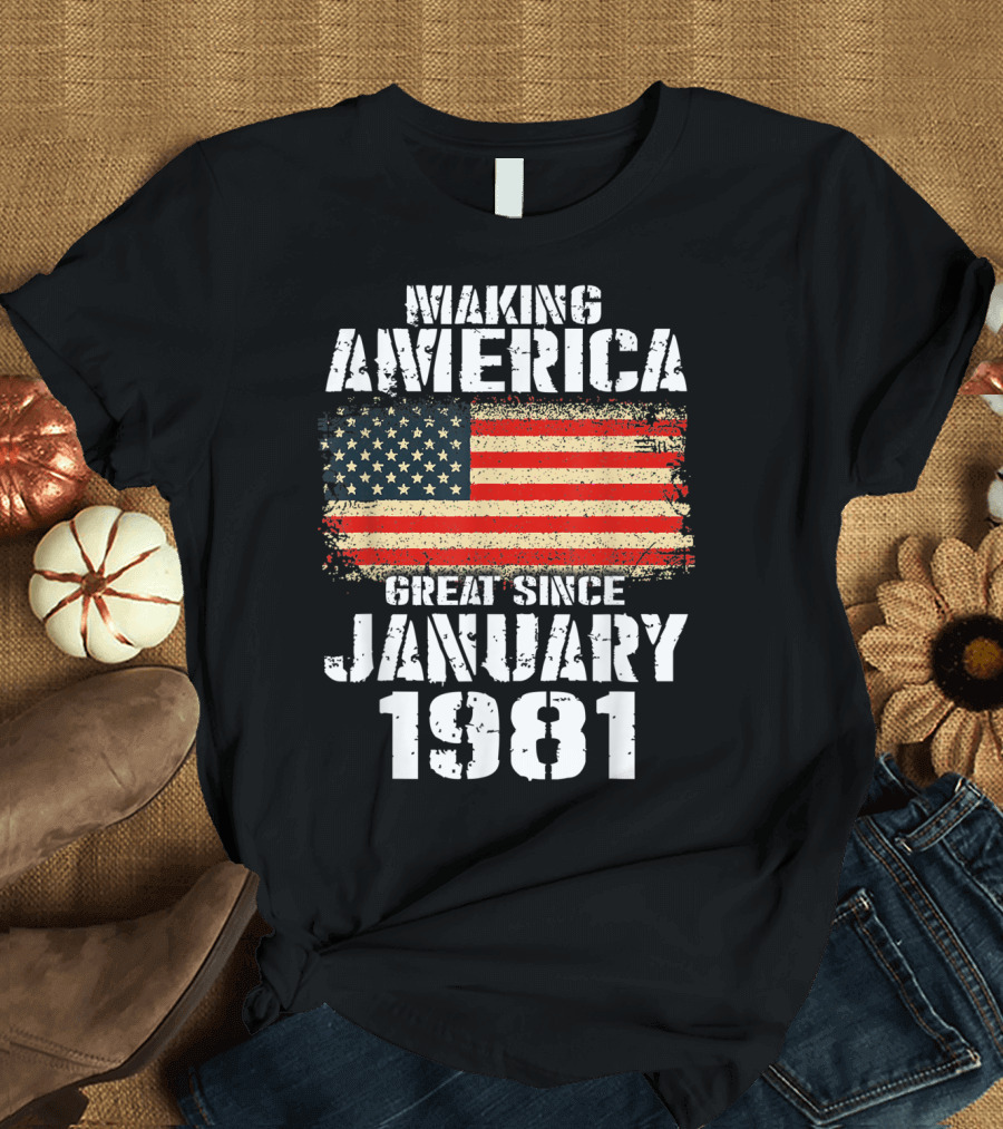Making America Great Since January 1981 American Flag 39th Anniversary T-Shirt