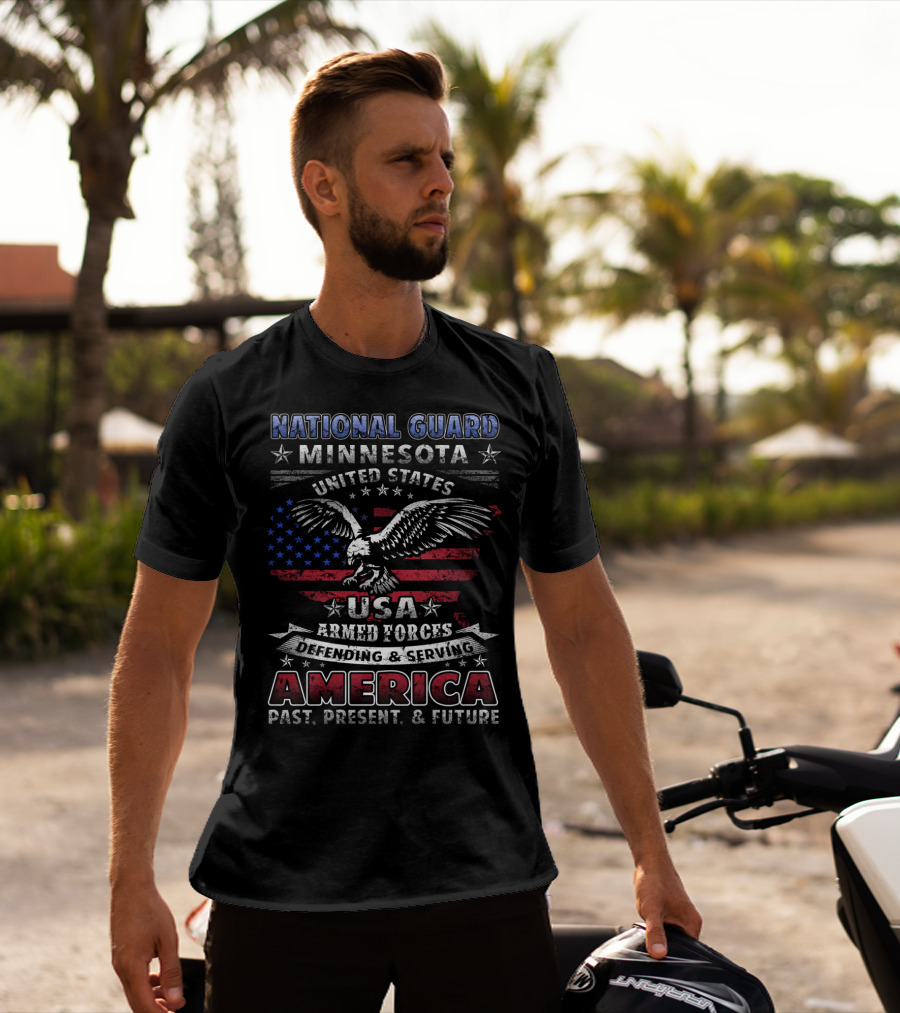 National Guard Minnesota United States USA Armed Forces Defending Serving America Past Present Future T-Shirt