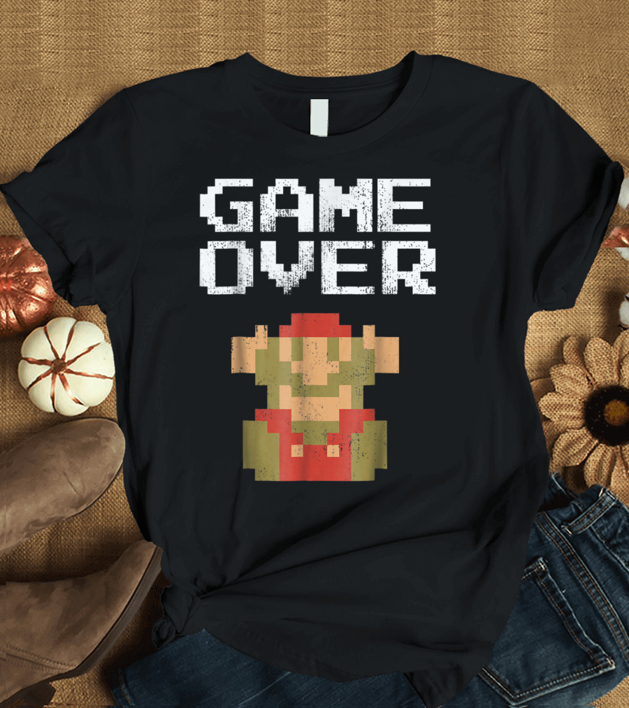 Super Mario Game Over Pixel Art Mario Fall T-Shirt