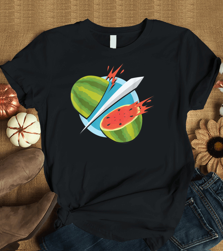 Fruit Ninja Watermelon Slice With Sword T-Shirt