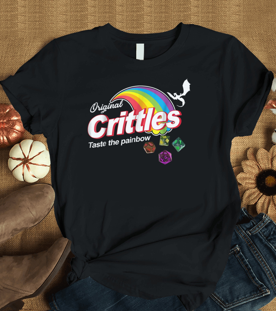 Original Crittles Taste the Painbow DND Dice Dragon Rainbow T-Shirt