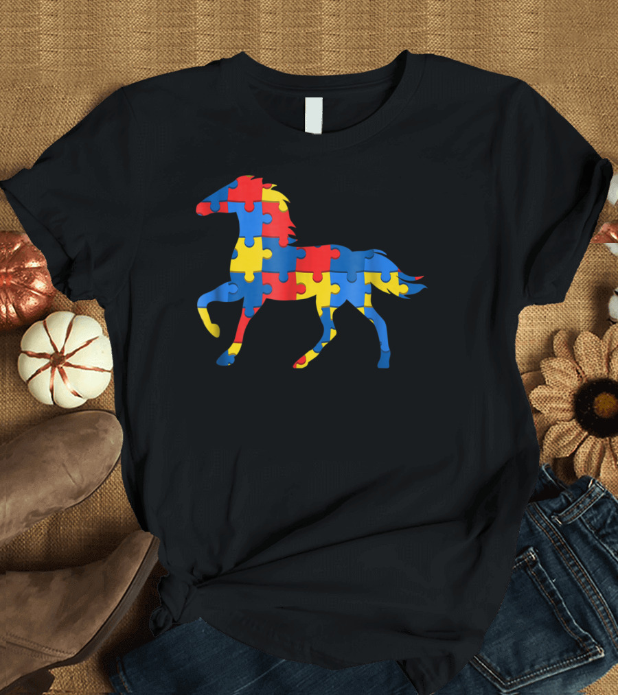 Autism Awareness Horse Puzzle Piece T-Shirt