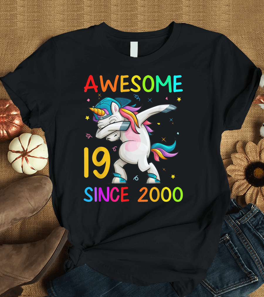 Awesome Unicorn Dabbing 19 Since 2000 T-Shirt