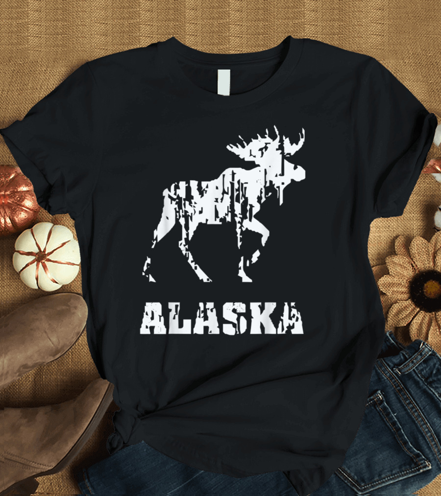 Alaska The Last Frontier Moose Silhouette Alaska Home T-Shirt
