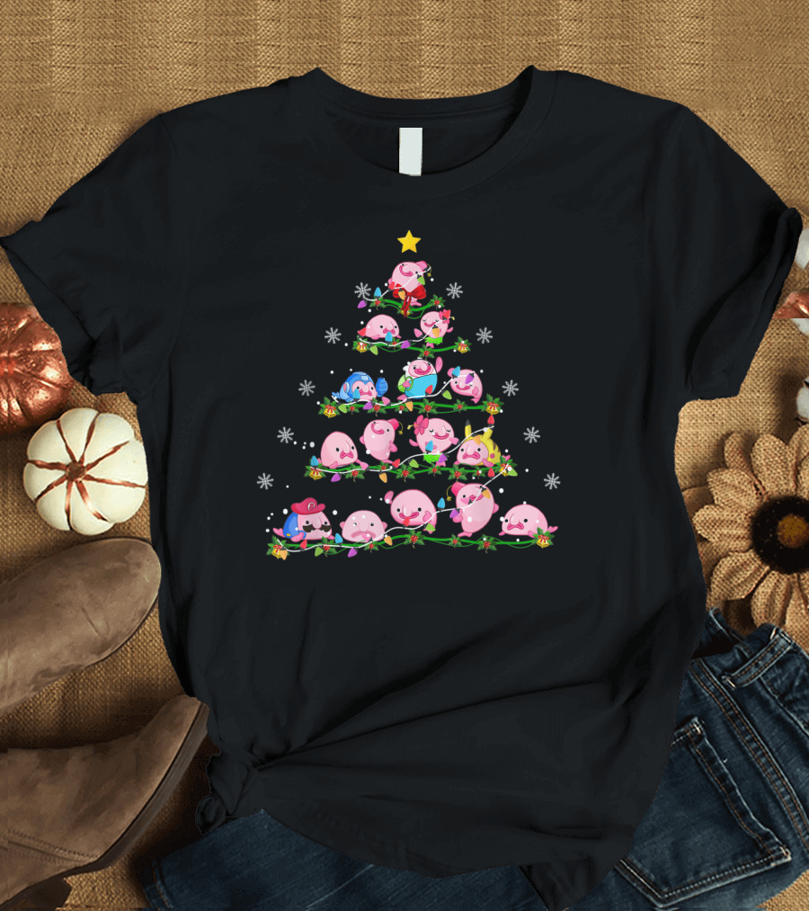 Blobfish Christmas Tree Festive Holiday Lights and Snowflakes T-Shirt