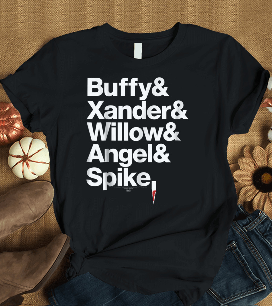 Buffy Xander Willow Angel Spike Names List T-Shirt