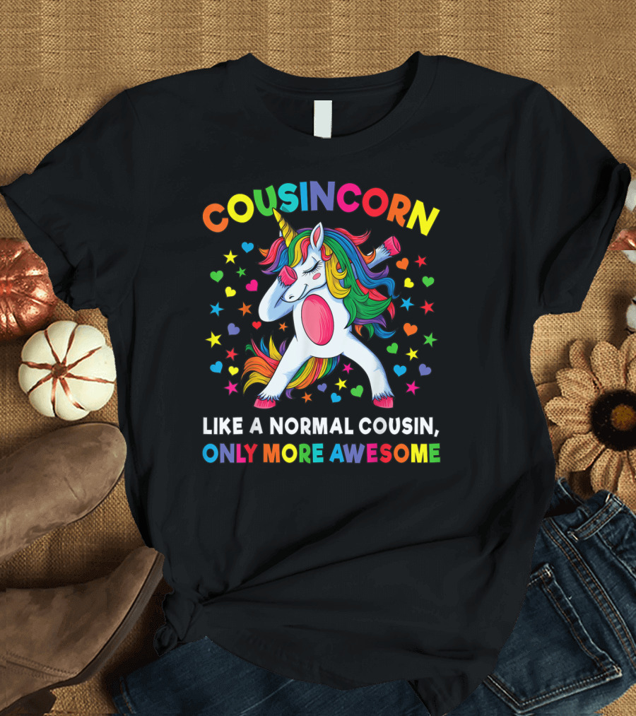COUSINCORN Like A Normal Cousin Only More Awesome Dabbing Unicorn Rainbow Stars T-Shirt