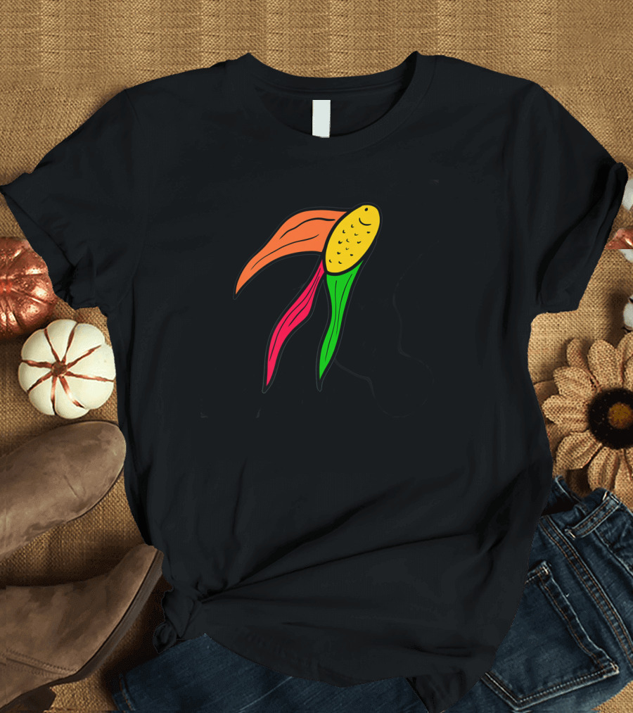 Goldfish Corn Silhouette with Colorful Fins T-Shirt