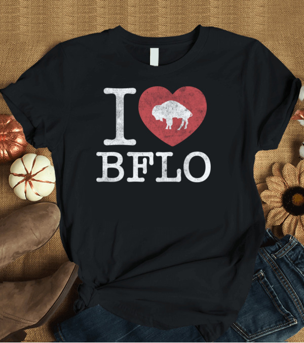 T-Shirt: I Love BFLO Buffalo Vintage New York with Bison T-Shirt I Love BFLO Buffalo Vintage New York with Bison T-Shirt