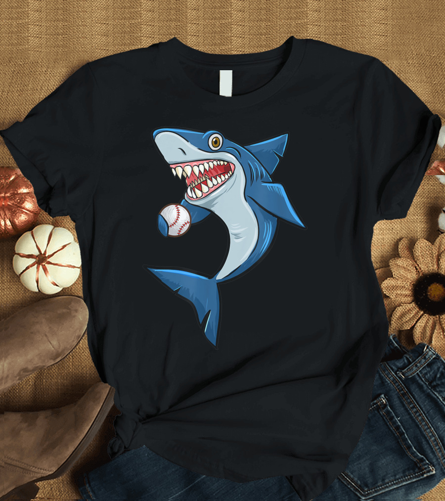 Baseball Sharks Love Animal Lovers Funny Sports Fan T-Shirt