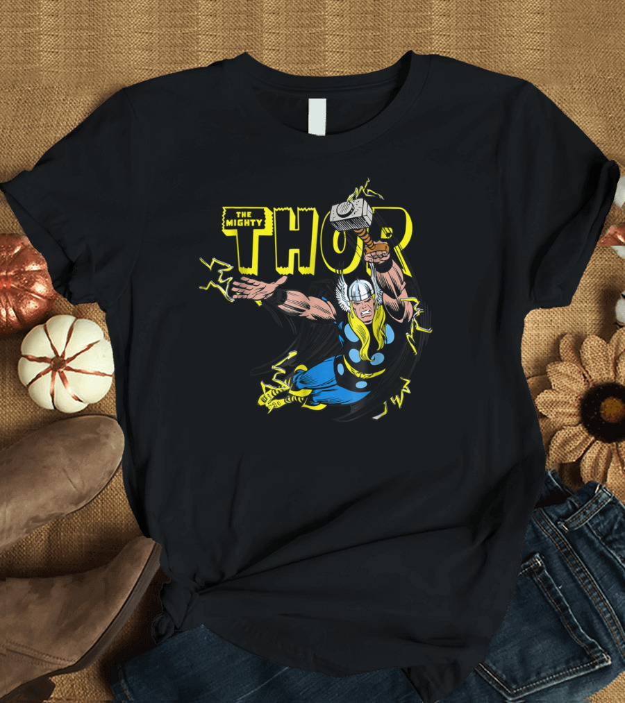 The Mighty Thor Classic Comic Marvel Hammer Action T-Shirt
