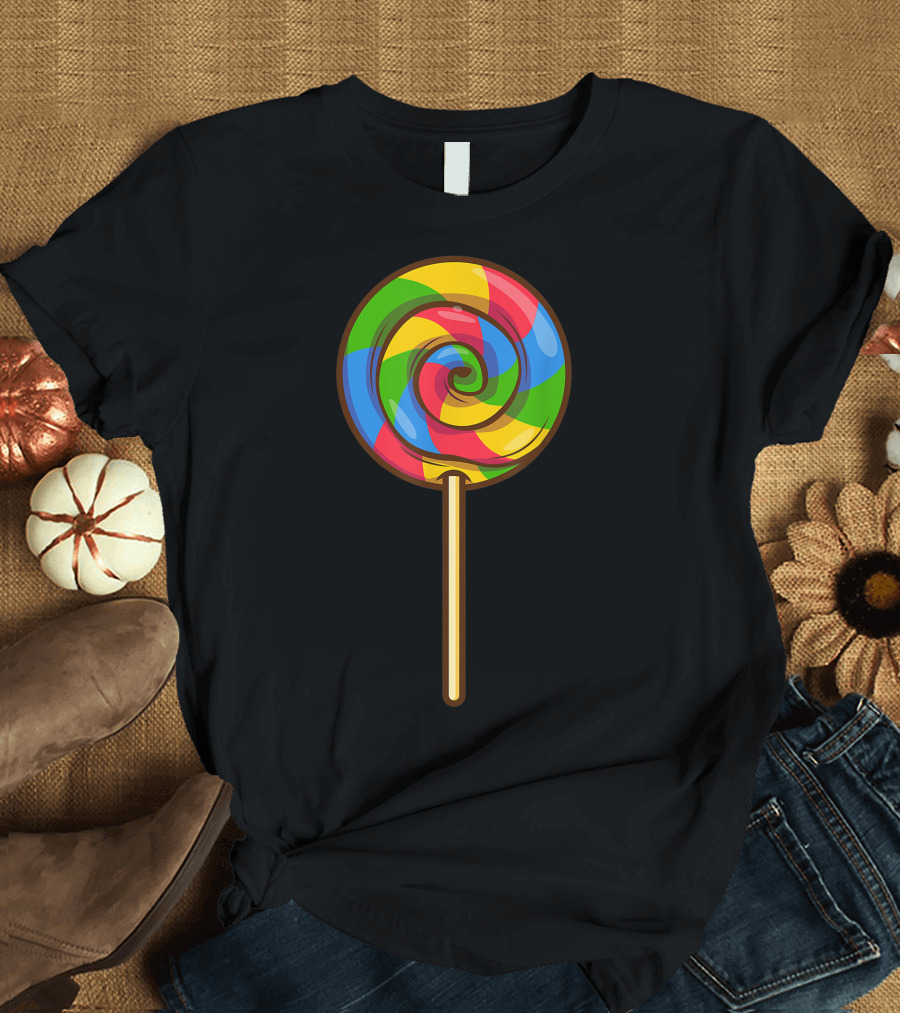 Lollipop Rainbow Sucker Candy Swirl Colorful T-Shirt