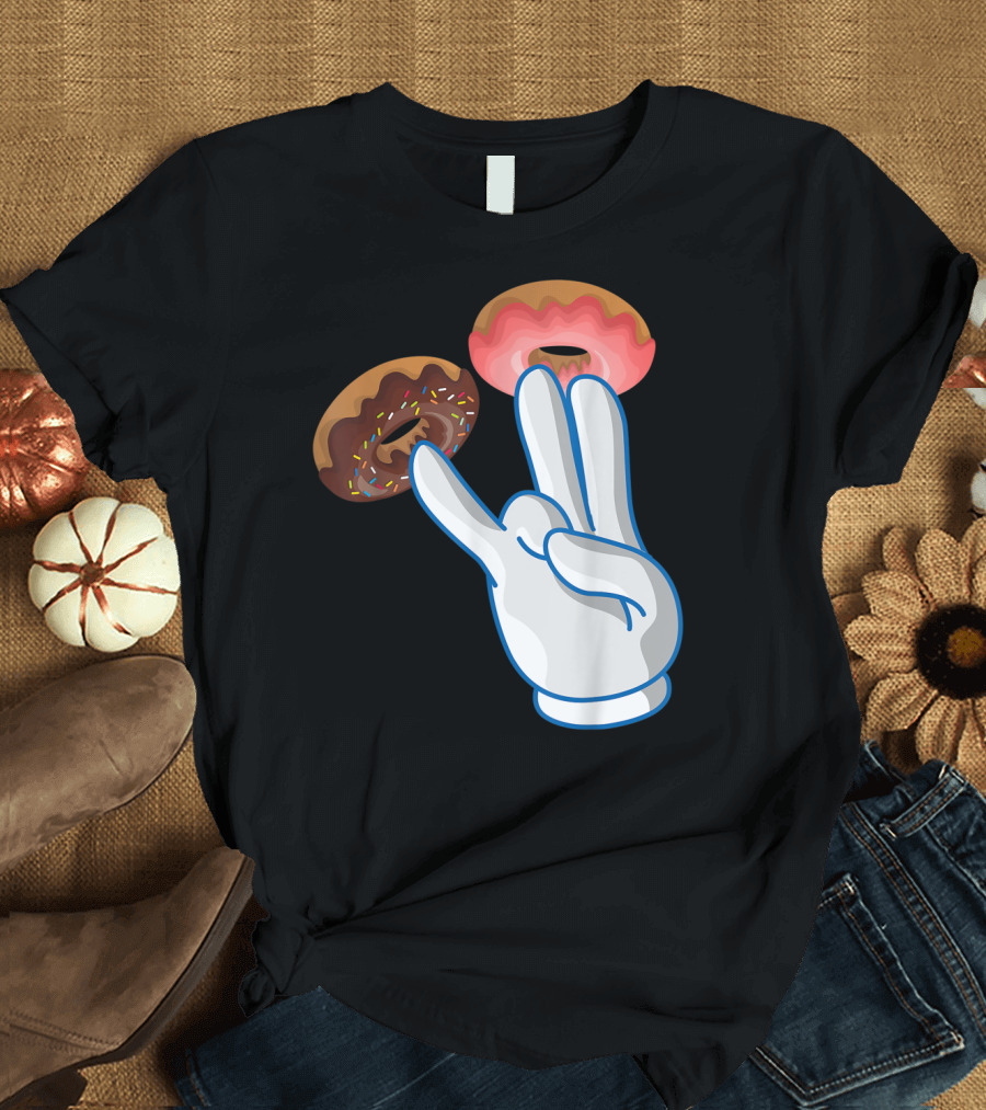 2 In The Pink 1 In The Stink Hand Gesture with Two Sprinkle Donuts Dark Humor T-Shirt