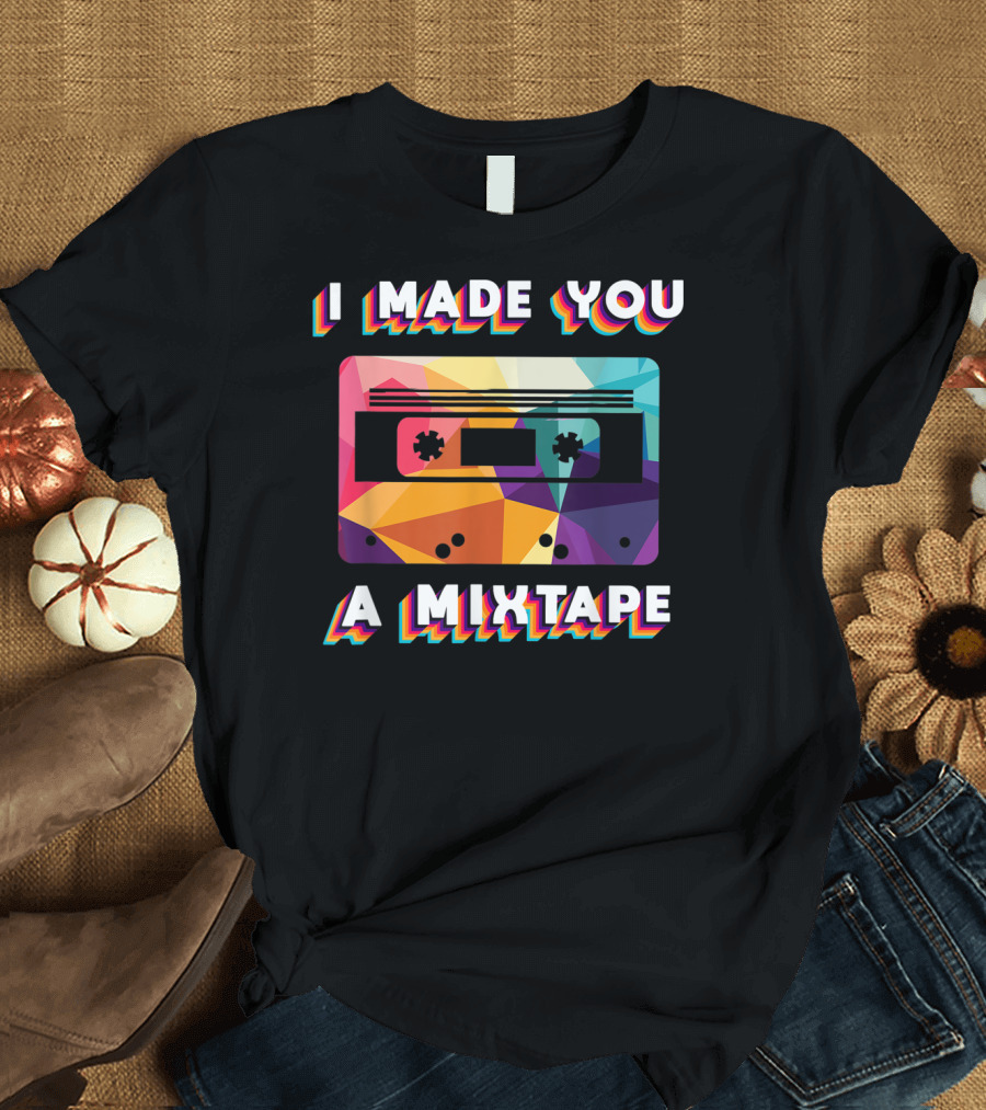 I Made You A Mixtape Colorful Cassette Vintage T-Shirt