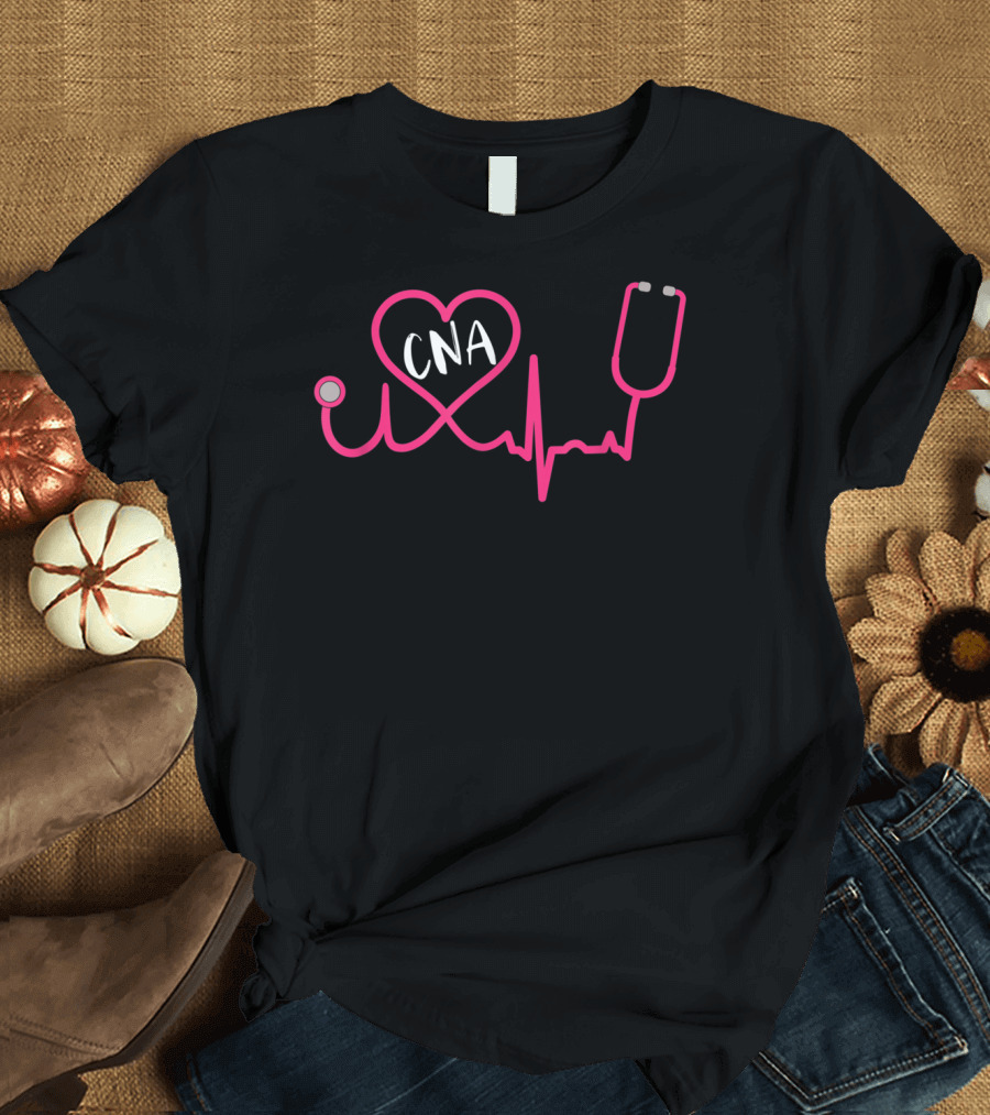 CNA Heartbeat Stethoscope Nursing Assistant EKG T-Shirt