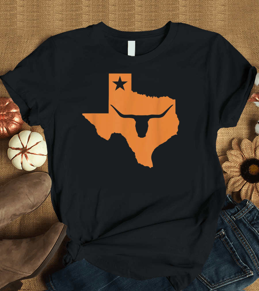 Texas Longhorn Bull Orange State Star T-Shirt