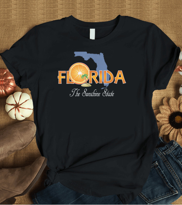 T-Shirt: Florida The Sunshine State Orange and Palm Map T-Shirt Florida The Sunshine State Orange and Palm Map T-Shirt