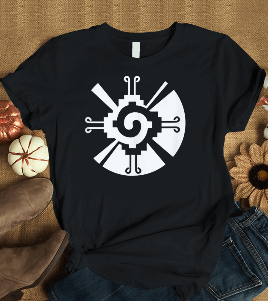 Hunab Ku Mayan Aztec Sacred Symbol Black and White Geometric T-Shirt