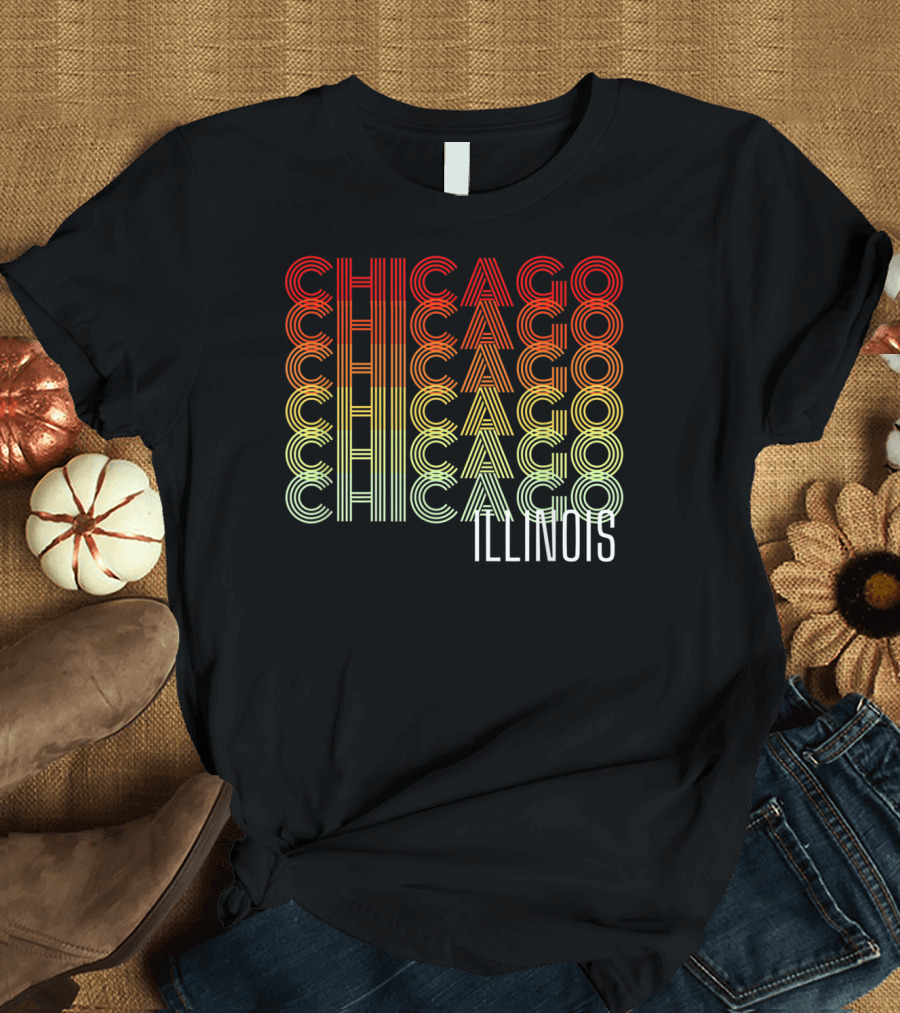 Chicago Illinois Gradient Text Classic ZB T-Shirt