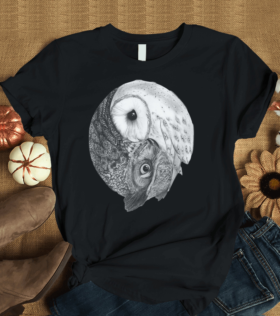 Snowy Owl Barn Owl Yin Yang T-Shirt