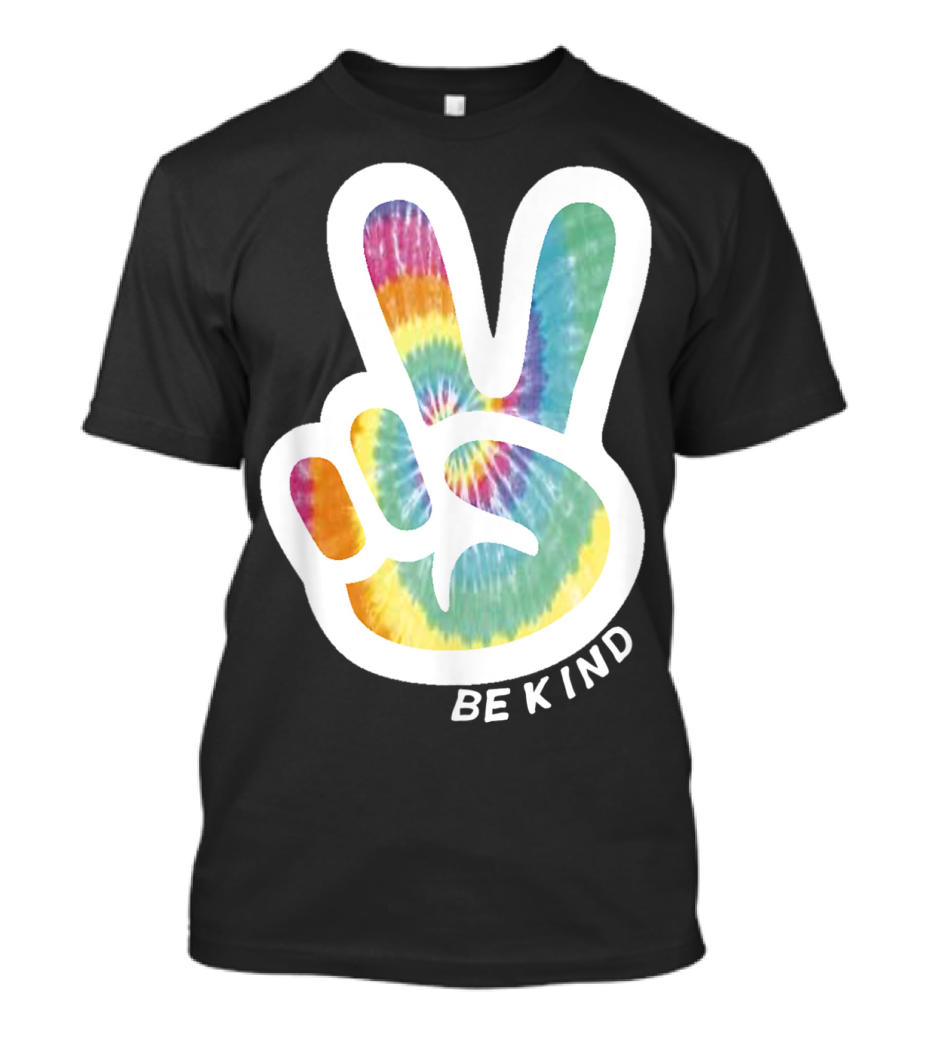 Retro Tie Dye Peace Sign Be Kind Peace Love Vibrant Colors T-Shirt