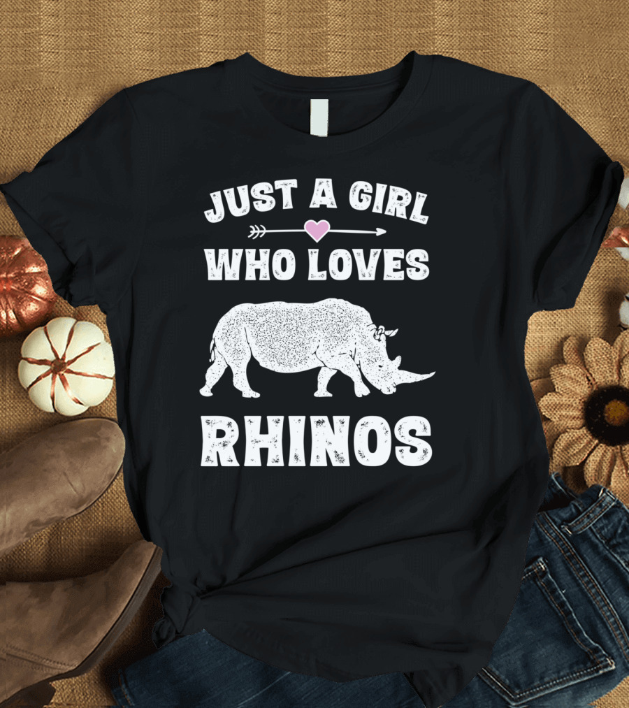 Just a Girl Who Loves Rhinos Retro Vintage Rhinoceros T-Shirt