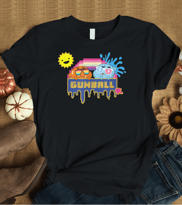 T-Shirt: The Amazing World of Gumball Sunshine Retro Pixel Art Gumball Characters T-Shirt The Amazing World of Gumball Sunshine Retro Pixel Art Gumball Characters T-Shirt